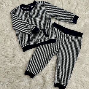 RALPH LAUREN Baby Boy Striped Logo Velour Tracksuit